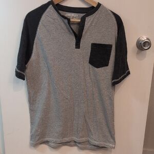 Gray and Dark Blue Henley T-Shirt